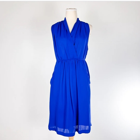 WILFRED Blue Midi Length Wrap Dress Medium - Picture 1 of 10